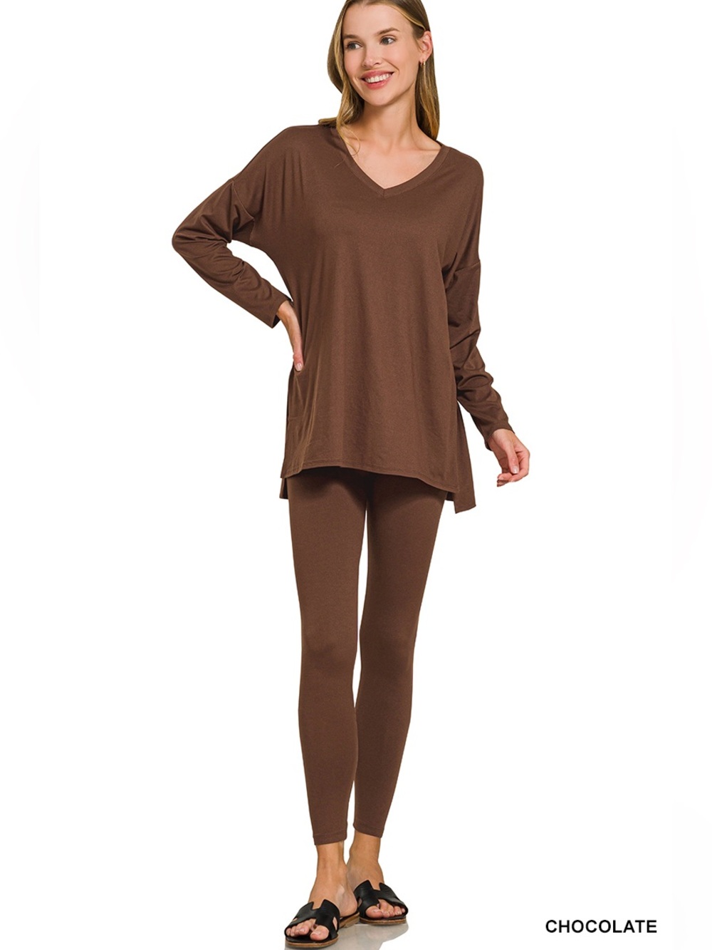 NWT ZENANA BRUSHED DTY MICROFIBER LOUNGEWEAR SET - Picture 2 of 3